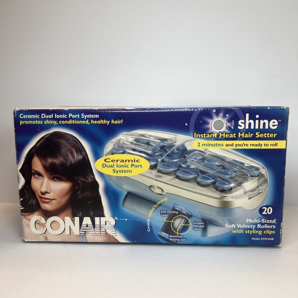 Vintage 2003 Conair Ion Shine CHV26IR Hot Rollers Hair Setter 20 Rollers Clips